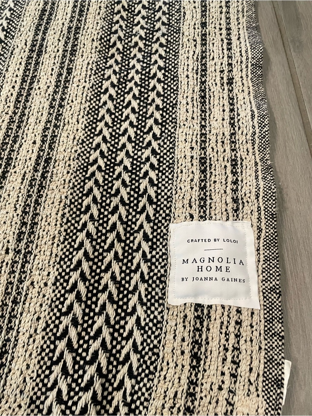 Magnolia Black & Cream Striped Woven Door Mat